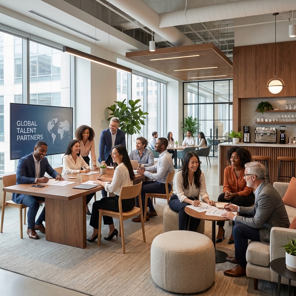 Office professionals collaborating
